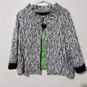 Anthrocite Blazer Size 10 White And Black Lined Green One Front Button.